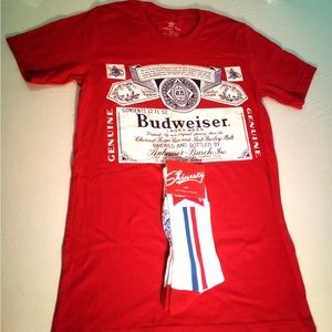 Budweiser Socks with Small Men’s T-Shirt, Red